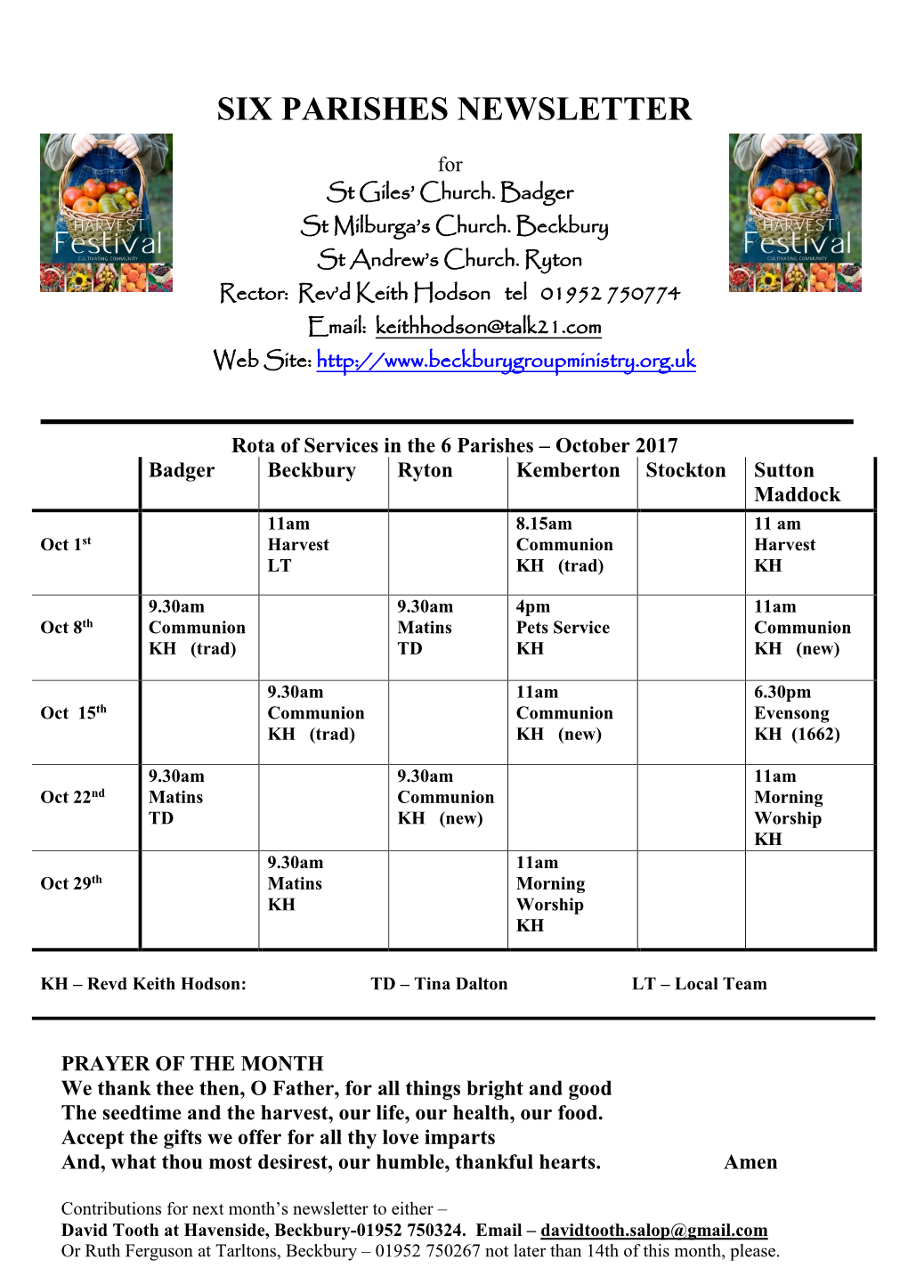 Six Parishes Newsletter