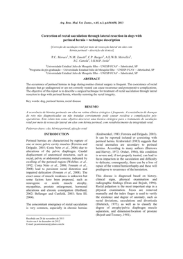 Correction of Rectal Sacculation Through Lateral Resection in Dogs with Perineal Hernia  Technique Description