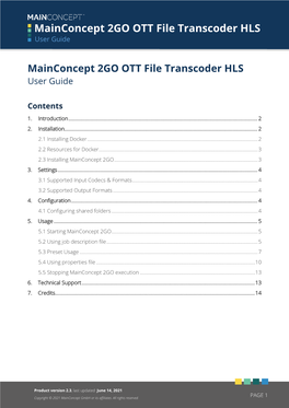 Mainconcept 2GO OTT File Transcoder HLS