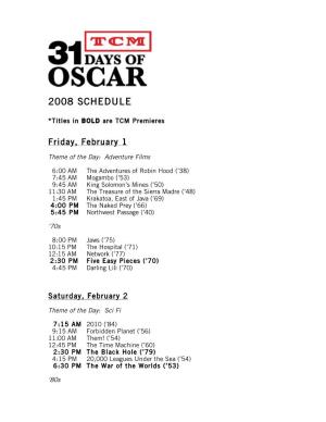 2008 Schedule