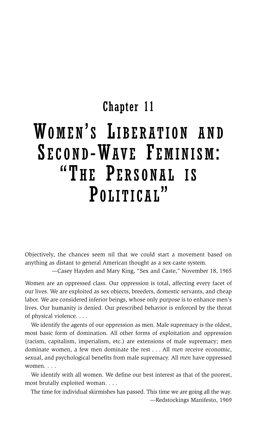 Women's Liberation and Second-Wave Feminism: “The