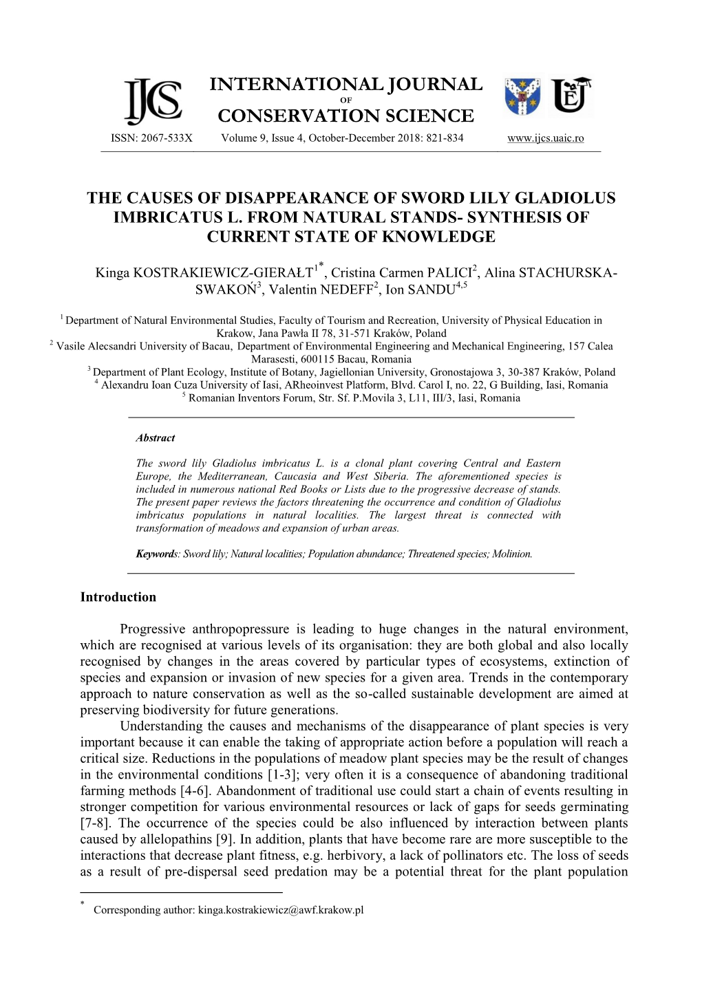 The Causes of Disappearance of Sword Lily Gladiolus Imbricatus L