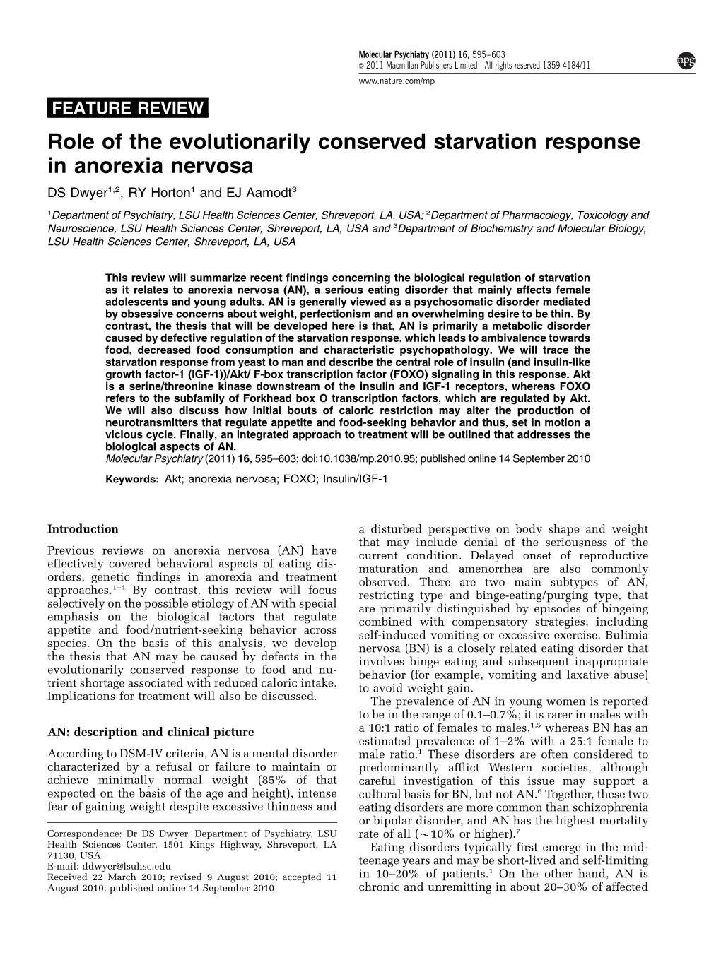 Role of the Evolutionarily Conserved Starvation Response in Anorexia