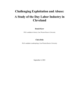 Challenging Exploitation and Abuse: a Study of the Day Labor Industry in Cleveland