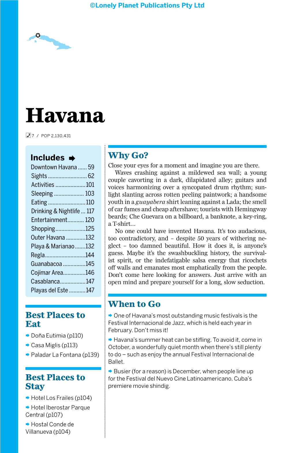 Havana %7 / Pop 2,130,431