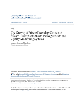 The Growth of Private Secondary Schools in Malawi