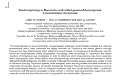 Seed Morphology in Thysanotus and Related Genera of Asparagaceae: Lomandroideae: Cordylineae