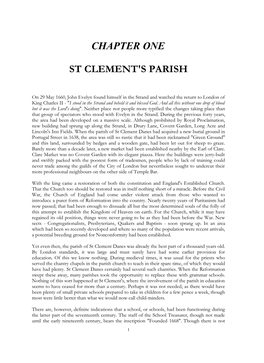 Chapter One St Clement's Parish