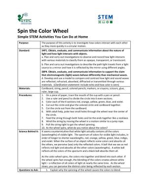 Spin the Color Wheel Simple STEM Activities You Can Do at Home