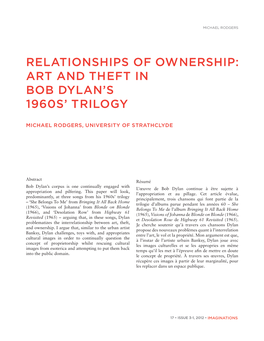 Relationships of Ownership: Art and Theft in Bob Dylan’S 1960S’ Trilogy