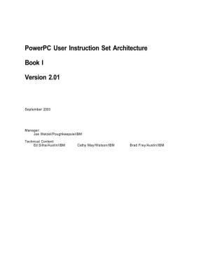 Powerpc User Instruction Set Architecture Book I Version 2.01