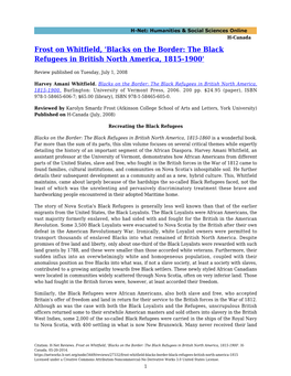 Blacks on the Border: the Black Refugees in British North America, 1815-1900'