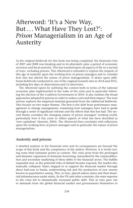 Prison Managerialism in an Age of Austerity