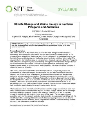 Climate Change and Marine Biology in Southern Patagonia and Antarctica