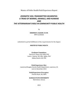 Zoonotic Soil-Transmitted Helminths: a Triad of Worms, Animals, and Humans and the Veterinarian’S Role in Community Public Health