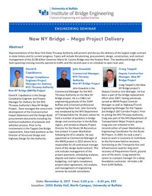 New NY Bridge Buffalo and a Licensed Professional Manager As Well As Highway/Transit Project