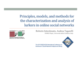 Principles, Models, and Methods for the Characterization and Analysis of Lurkers in Online Social Networks