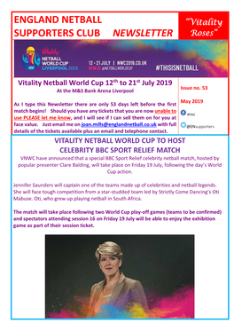 England Netball Supporters Club Newsletter