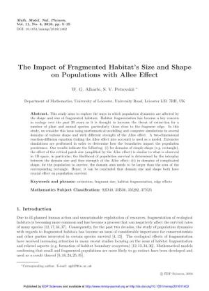 The Impact of Fragmented Habitat's Size and Shape on Populations