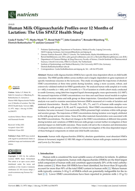 Human Milk Oligosaccharide Profiles Over 12 Months of Lactation: the Ulm SPATZ Health Study