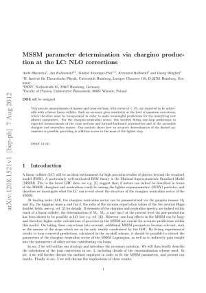 MSSM Parameter Determination Via Chargino Production at the LC: NLO