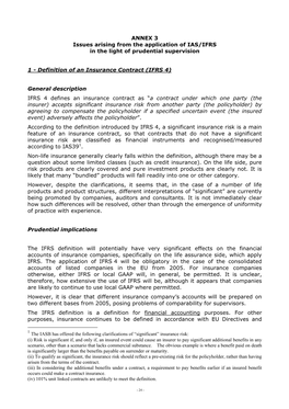 ANNEX 3 Issues Arising from the Application of IAS/IFRS in the Light of Prudential Supervision