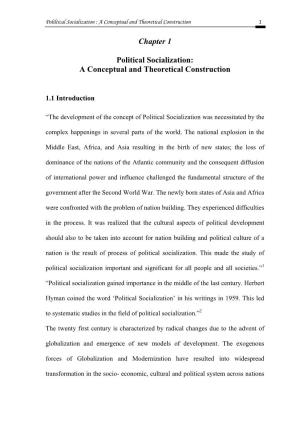 Chapter 1 Political Socialization: a Conceptual and Theoretical