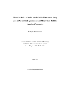 Men Who Knit: a Social Media Critical Discourse Study (SM-CDS) on the Legitimisation of Men Within Reddit’S R/Knitting Community