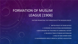 Formation of Muslim League [1906]