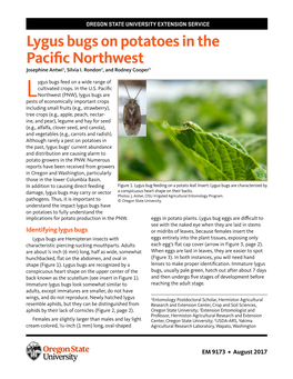 Lygus Bugs on Potatoes in the Pacific Northwest Josephine Antwi1, Silvia I