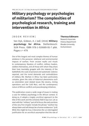 The Complexities of Psychological Research, Training and Intervention in Africa