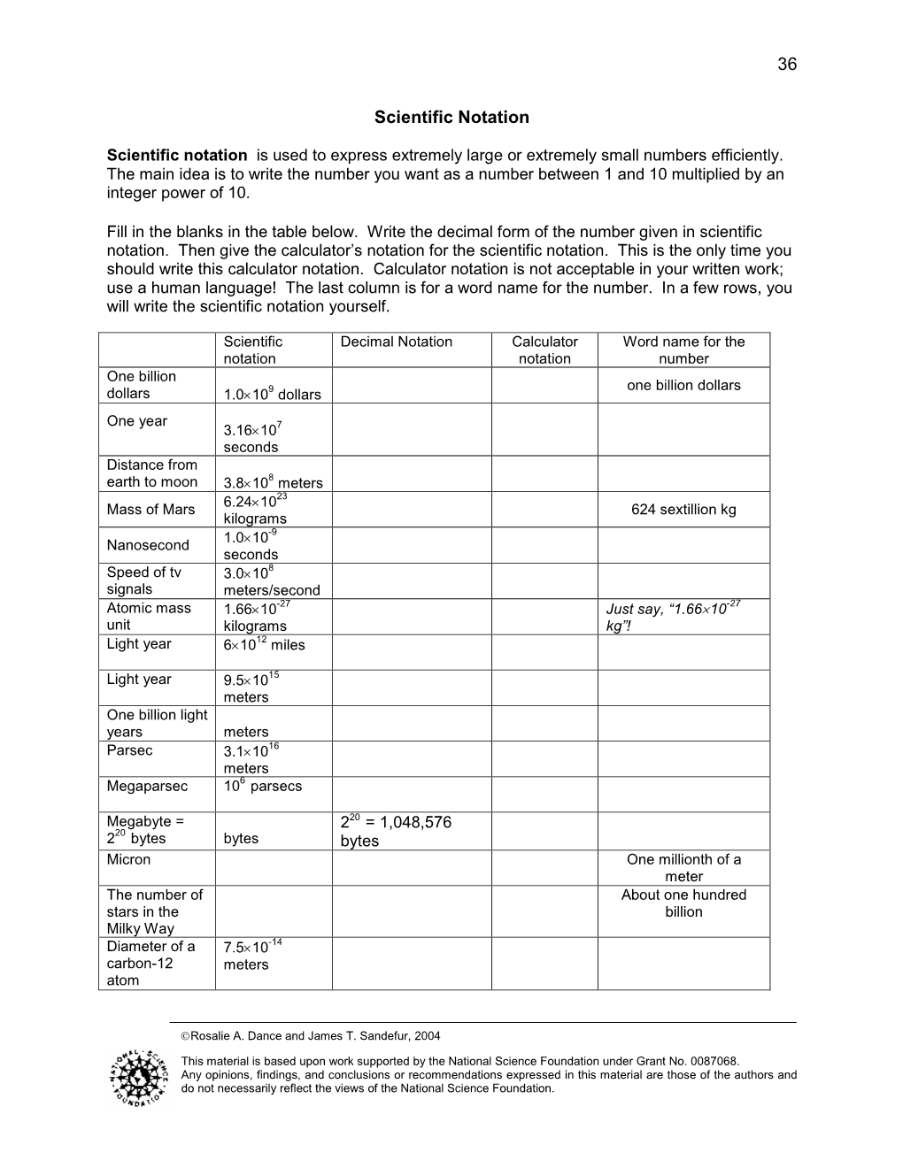 36 Scientific Notation