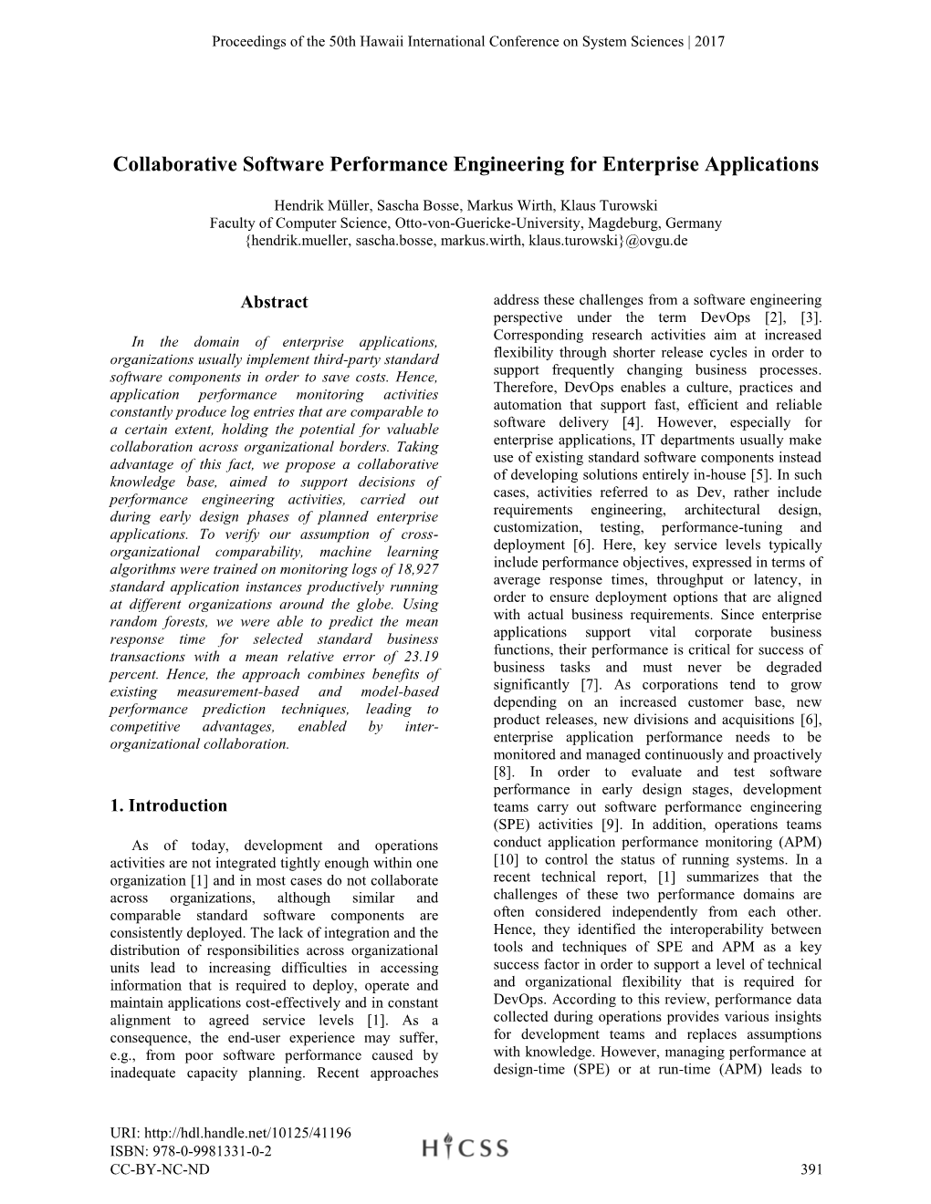 Collaborative Software Performance Engineering for Enterprise Applications