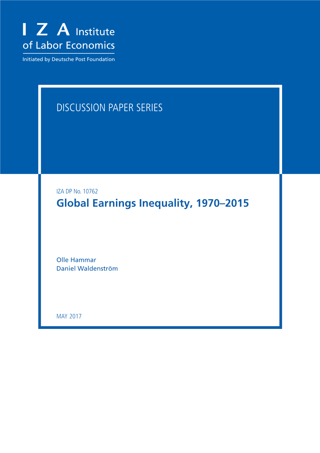 Global Earnings Inequality, 1970–2015