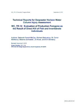 Technical Reports for Deepwater Horizon Water Column Injury