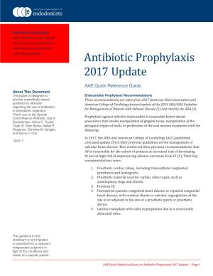 Antibiotic Prophylaxis 2017 Update