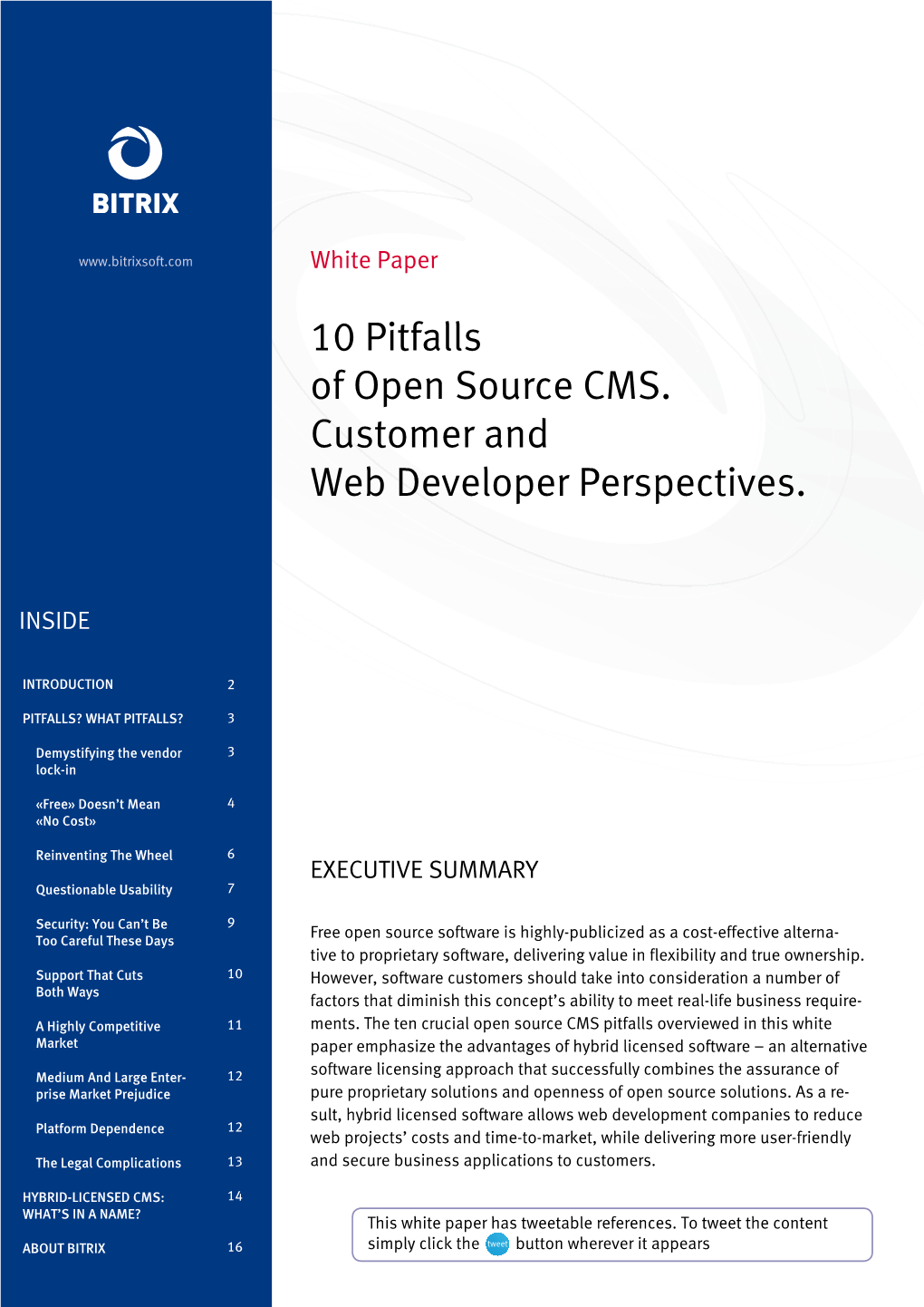 10 Pitfalls of Open Source CMS. Customer and Web Developer Perspectives