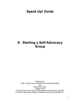 Starting a Self-Advocacy Group