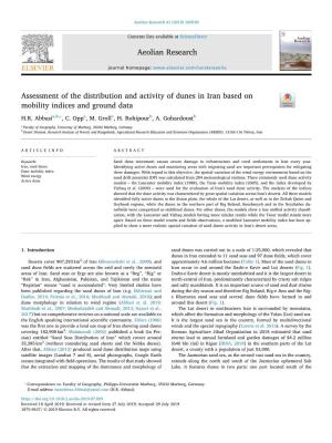 Assessment of the Distribution and Activity of Dunes in Iran Based on T Mobility Indices and Ground Data ⁎ H.R