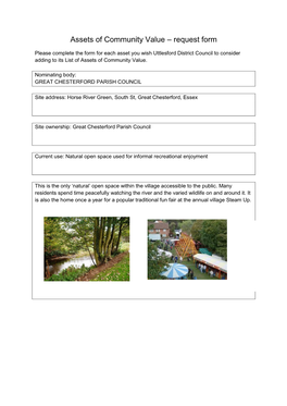 Assets of Community Value – Request Form