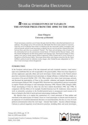 Visual Stereotypes of Tatars in the Finnish Press from the 1890S to the 1910S