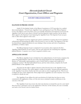 Eleventh Judicial Circuit Court Organization, Court Offices and Programs