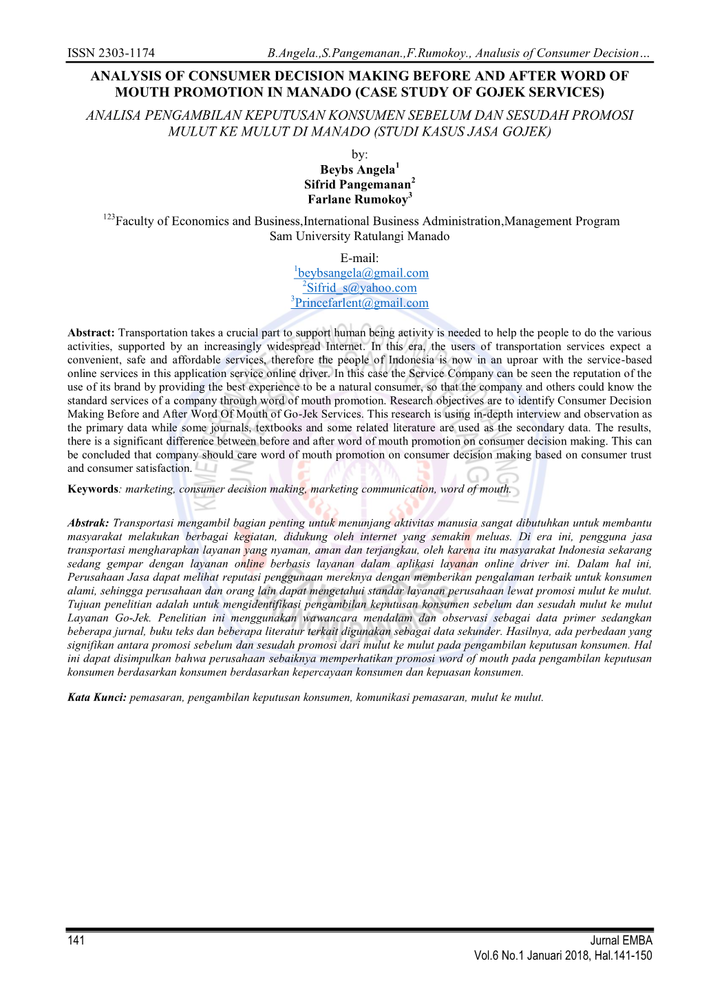 Analysis of Consumer Decision Making Before and After Word Of