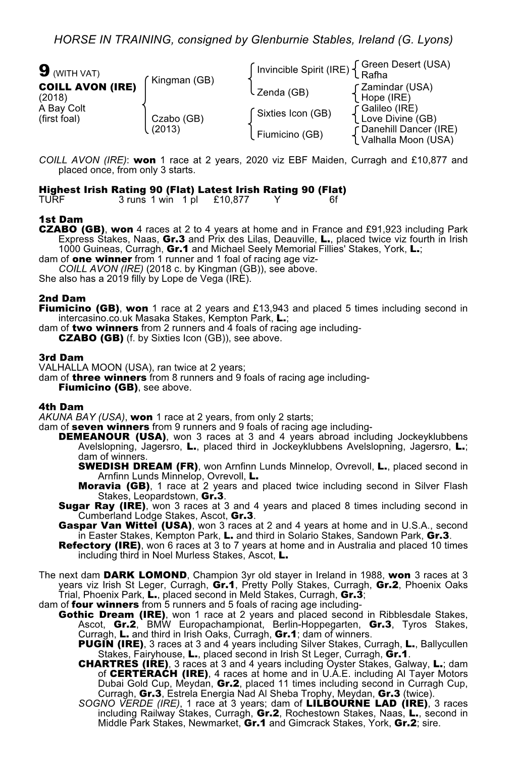 HORSE in TRAINING, Consigned by Glenburnie Stables, Ireland (G