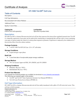 HT-1080 Tet-Off Cell Line Cofa