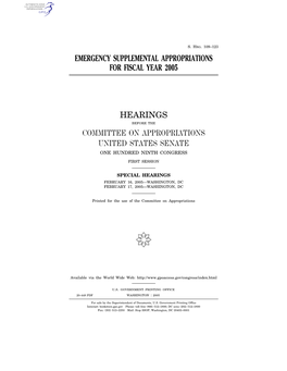 Emergency Supplemental Appropriations for Fiscal Year 2005