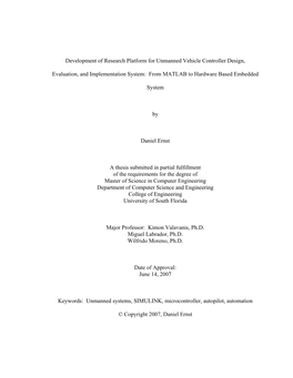 Development of Research Platform for Unmanned Vehicle Controller Design