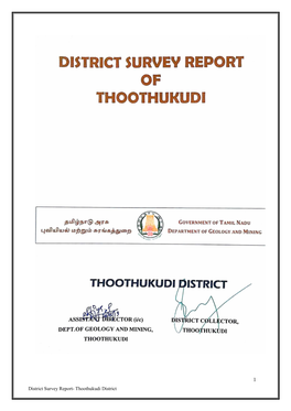 District Survey Report- Thoothukudi District Page Chapter Content No
