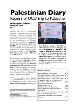 Palestinian Diary Report of UCU Trip to Palestine Dr Douglas Chalmers President Elect UCU