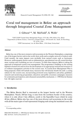 Coral Reef Management in Belize: an Approach Through Integrated Coastal Zone Management